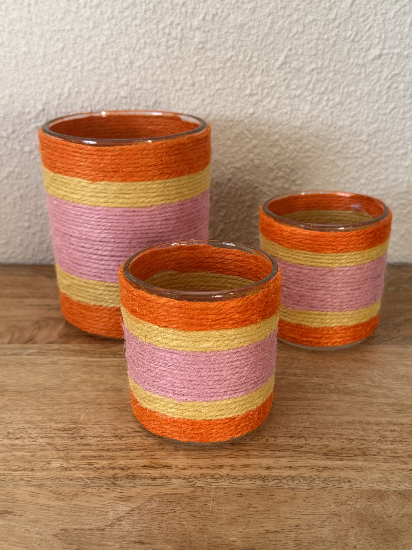 Waxinehouder roze oranje
