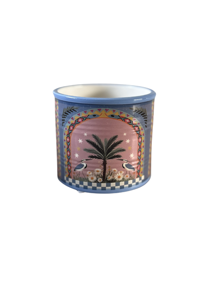 Aardewerk pot palm vogel- M