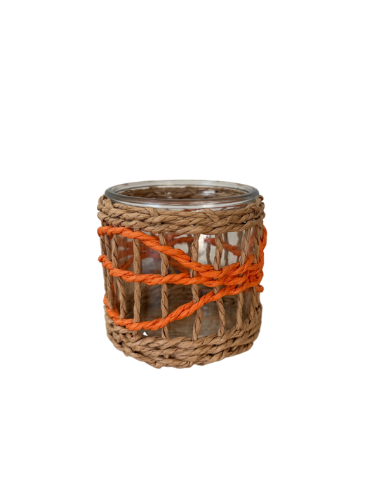 Windlicht waxinehouder oranje 