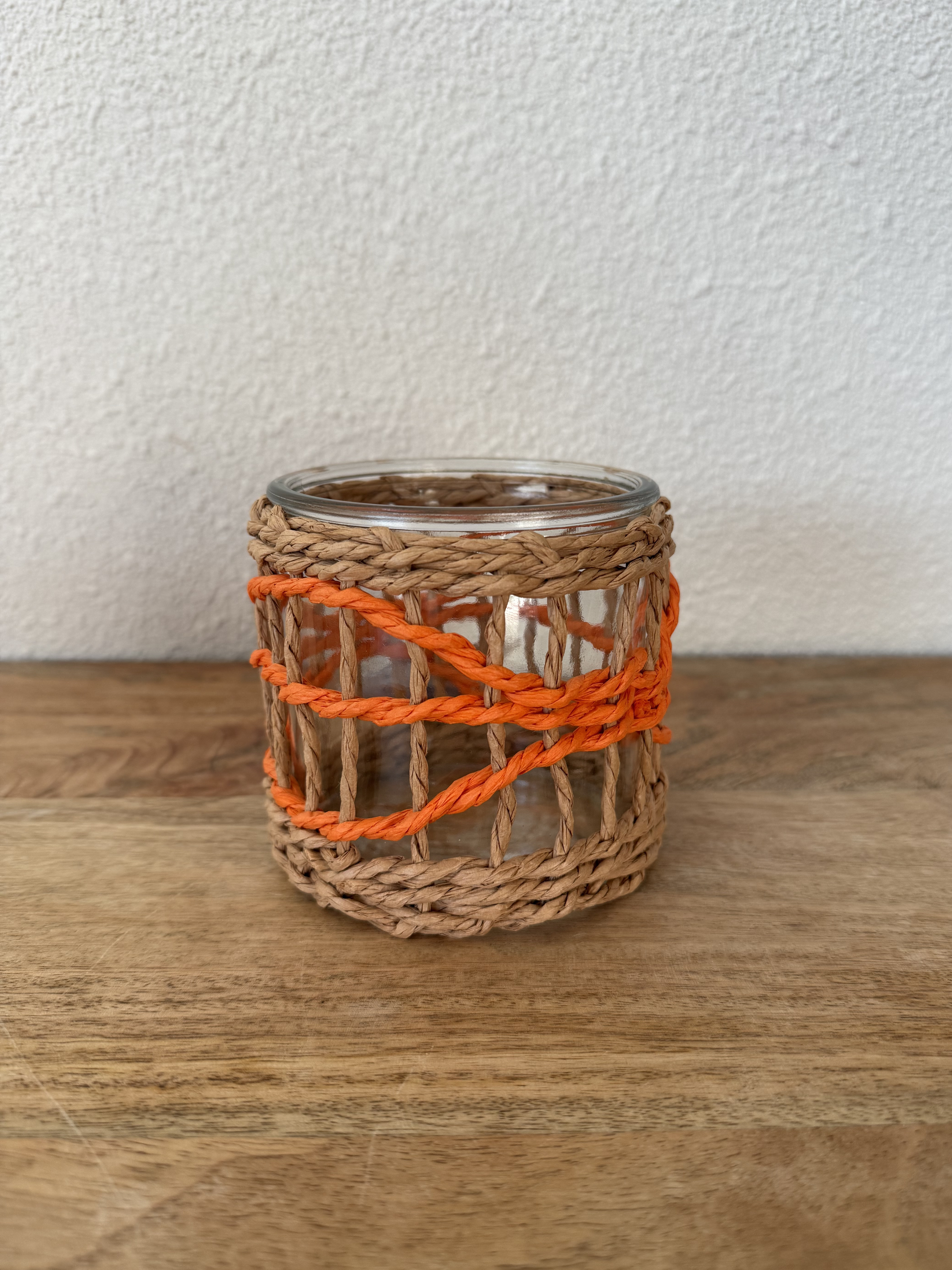 Windlicht waxinehouder oranje 