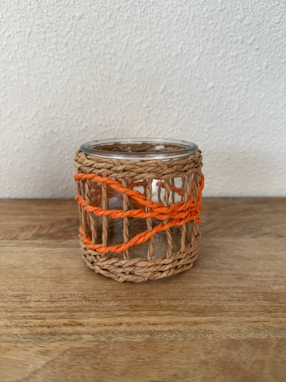 Windlicht waxinehouder oranje 