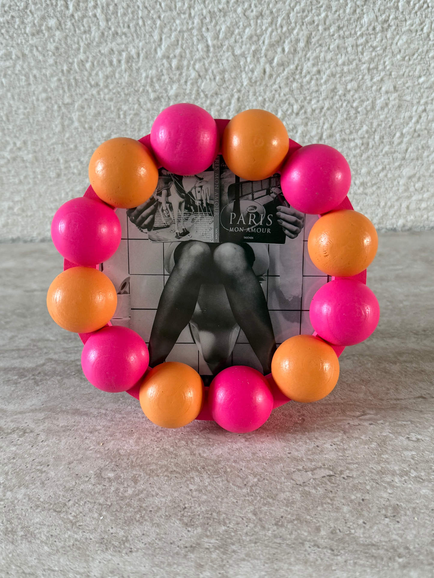 fotolijst rond roze oranje