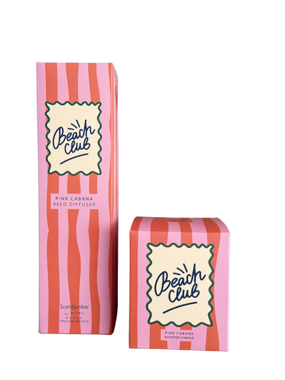 Geurdiffuser stokjes Pink Cabana met geurkaars