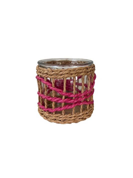 Windlicht waxinehouder roze 
