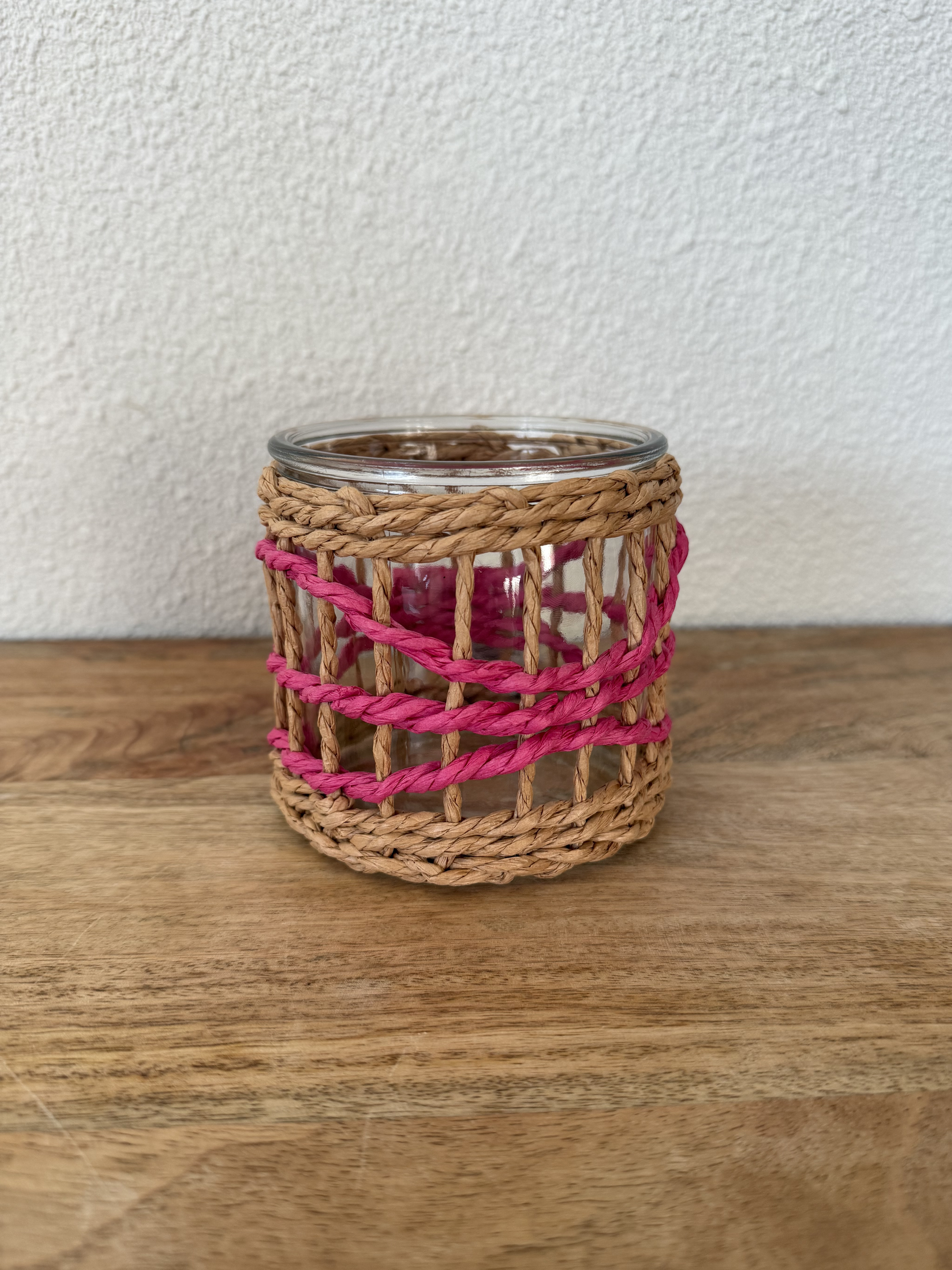 Windlicht waxinehouder roze 