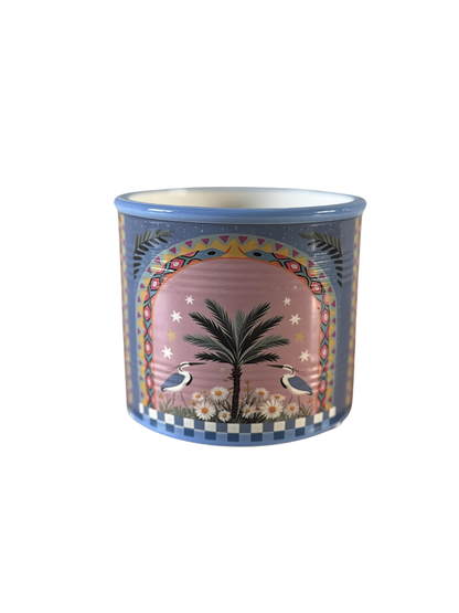 Aardewerk pot palm vogel