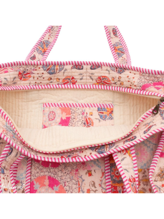 shopper tas roze beige ibiza
