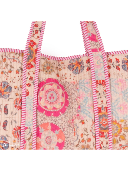 shopper tas roze beige ibiza