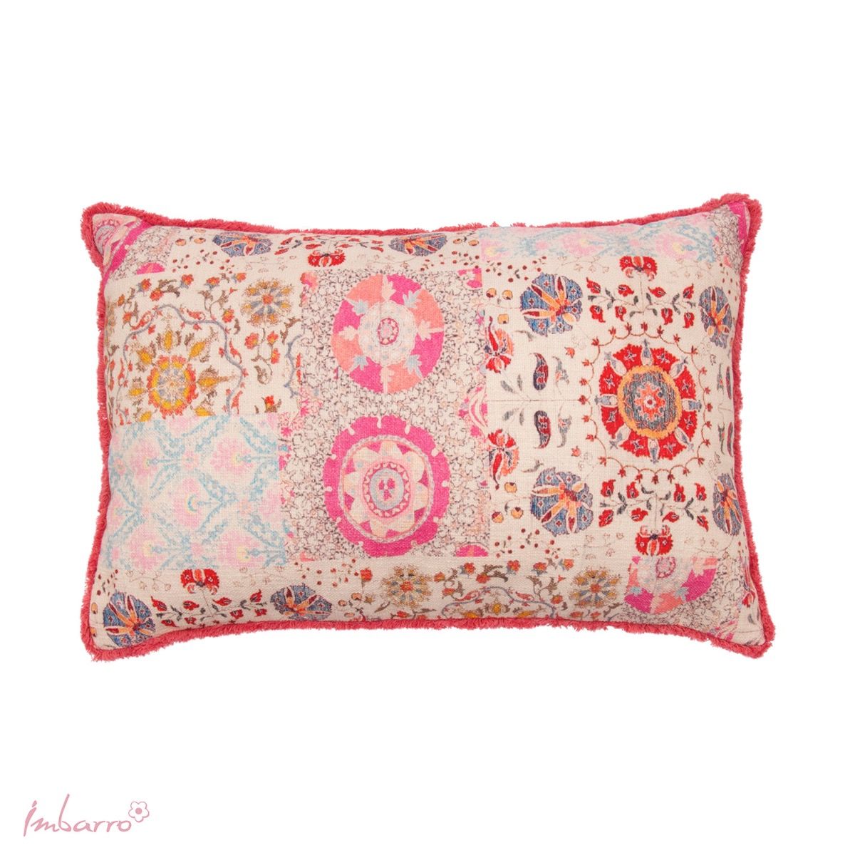 kussen ibiza beige rood roze