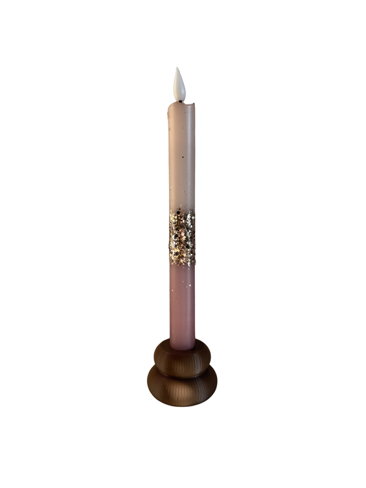 Led kaars - flamingo roze glitter