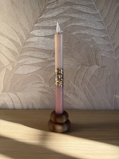Led kaars - flamingo roze glitter