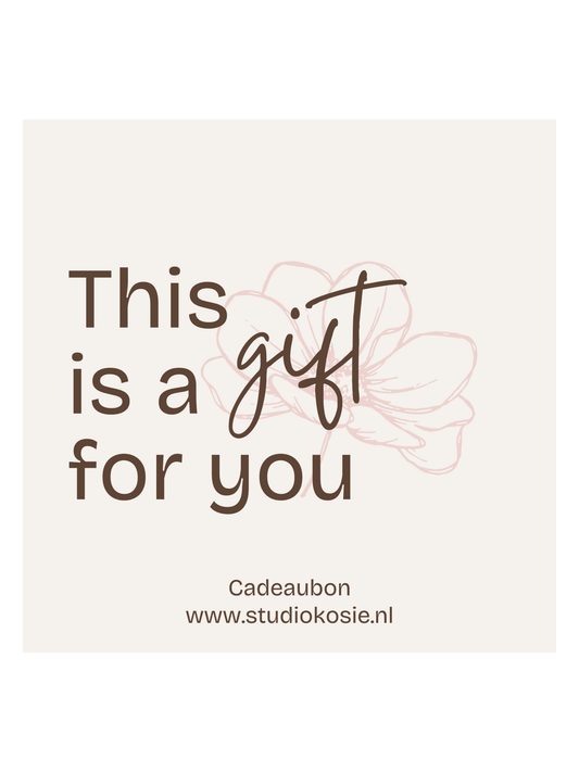 Cadeaubon van Studio Kosie voor stijlvolle woonaccessoires en interieuradvies.