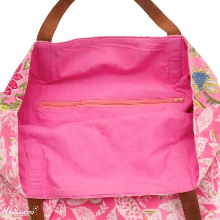 Shopper roze bloemen tas